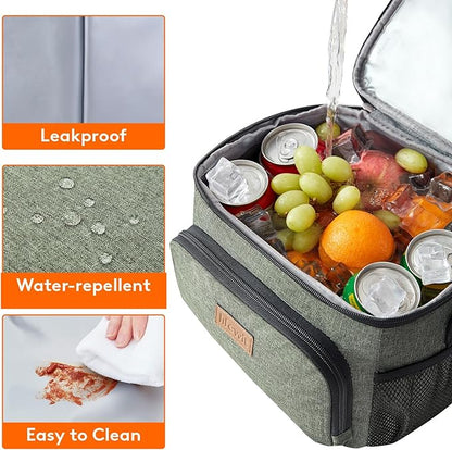 Lifewit Reusable Insulated Lunch Bag, Portable Cooler Freezable Soft Lunchbox Leakproof with Adjustable Shoulder Strap for Men Women Adult for Work Picnic or Travel, 9L 12 Can, Dark Green