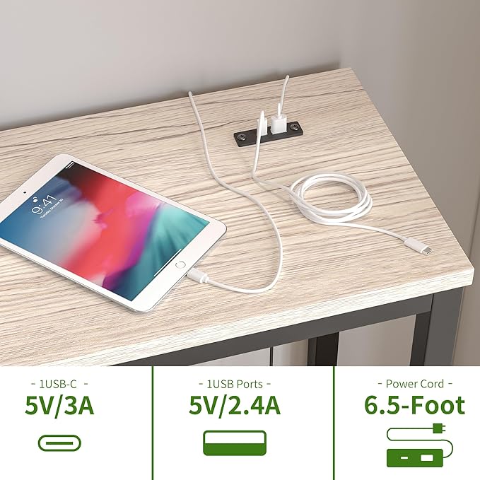 BOFENG Narrow Console Table with Outlet,Thin Sofa Table with Charging Station,41.5 Inch Small Entryway Table,for Hallway,Bedroom,Living Room,Foyer,White Oak