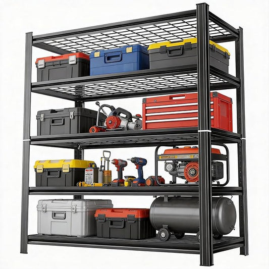 Metal Garage Shelving Unit, Heavy Duty Adjustable Storage Shelves, Steel Shelving, 3000 lbs Capacity, Industrial Shelves for Heavy Tools and Equipment, 5Tier-35.4" Wx 15.7" Dx 71.2" H
