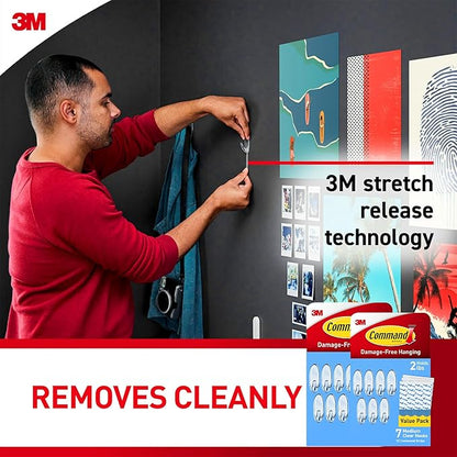 Command Clear Medium Hooks, 14 Hooks, 24 Strips - Easy to Open Packaging, Organize Damage-Free