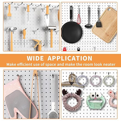 Pegboard Hooks, 25 Pack 4 inch Peg Board Hooks for Hanging, Fit 1/8" Metal Pegboards, Peg Board Hooks for Garage, Shop, Office, Crafts Organisation, Kitchen (Silver)