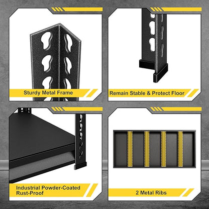 48" W Garage Shelving Heavy Duty，3000LBS Loads Metal Shelving Units and Storage,5-Tier Garage Storage Shelves Heavy Duty, Industrial Utility Shelves,48”W x 24”D x 78”H(Black)