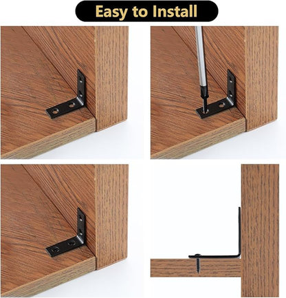 HOME MASTER HARDWARE L-Shaped Corner Braces, 40-Piece Metal Black Corner Bracket 1-1/2 Inch Right Angle Brackets for Shelves, Wood Furniture, Frames - Includes Rust-Resistant Screws
