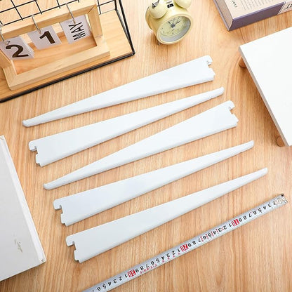 20 Pcs Adjustable Shelf Brackets for Double Track System Closet Organization Heavy Duty Wire Shelf Brackets(White,14.5 Inch)