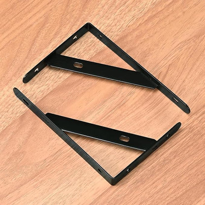 10 Pack - 6 Inch Heavy Duty Shelf Brackets, Wall Mount L Shelf Bracket, 90 Degree Black Metal Brackets for Floating Shelves with Screws, Powder-Coated Steel(3.7 x 6 inch)