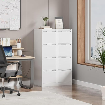 4 Drawer File Cabinet, Tall Vertical Filing Cabinets for Home Office, Locking Metal File Cabinet for Letter/Legal/A4/F4 Size, Assemble Required