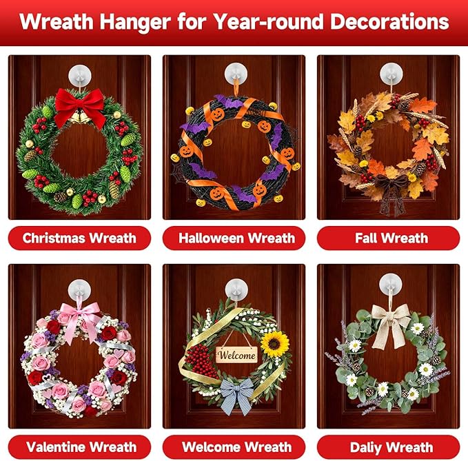 Suction Cup Hooks for Shower, Bathroom,Glass Windows,Tile – Towel, Loofah, No-Drill Wreath Hanger for Front Door Waterproof Hook Hold,Silver 4packs
