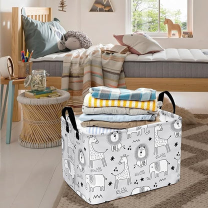 Kids Storage Basket Baby Foldable Toys Organizer Bins Decorative Gifts Bakset Waterproof Nursery Hamper Women Storage Cube Kids Laundry Basket for Home/Dorm/Kitchen/Pet/Office/Closet/Shelf/
