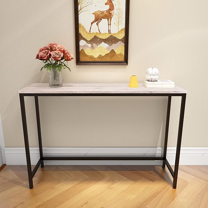 HOMERECOMMEND Console Table for Entryway Narrow Sofa Tables Entryway Table Rustic Narrow Entrance Console Tables Front Door Console Table Accent Table for Living Room Corridor Hallway White Oak