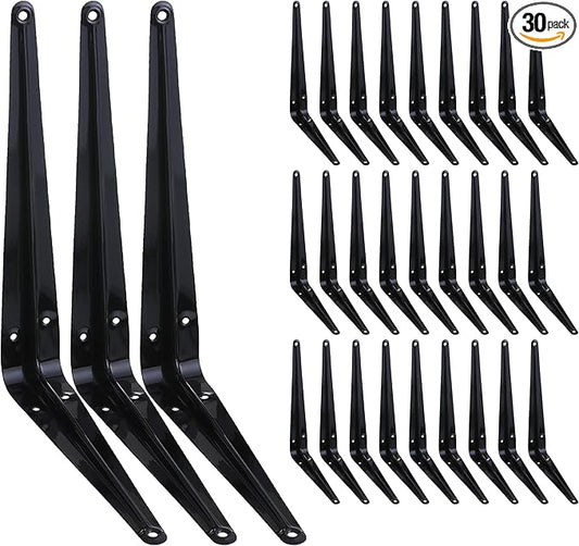 HEART ART 30 Pack Shelf Bracket 10 Inch ,Heavy Duty Shelf Brackets,Floating Shelf Bracket L Brackets,Metal Shelf Brackets for Wall, 10”L x 8”H x1.7”W