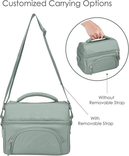 Bentgo Deluxe Lunch Bag - Durable and Insulated Lunch Tote with Zippered Outer Pocket, Internal Mesh Pocket, Padded & Adjustable Straps, & 2-Way Zippers - Fits Most Lunch Boxes (Khaki Green)