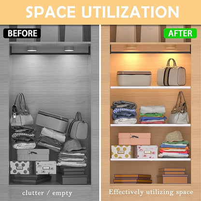 Expandable Closet Shelves, Adjustable Metal Closet Organizers and Storage Shelves for Wardrobe, Kitchen Pantry, Shoe Rack, (2 Pack,W11.81 x L: 17 "to 31")