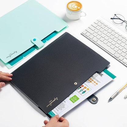 Sooez Accordion File Organizer, Letter Size Expanding File Folder with Labels, 5 Pocket Folders for Document, Portable Paper Bill Receipt Organizer for Home School Office Supplies, A4 Size, White