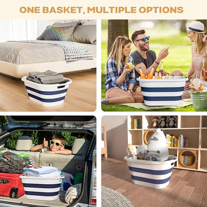 43L Collapsible Laundry Baskets plastic, Pop Up Laundry hamper/Storage Container, Foldable Laundry Basket with Large Capacity,Space Saver (1 Pack)