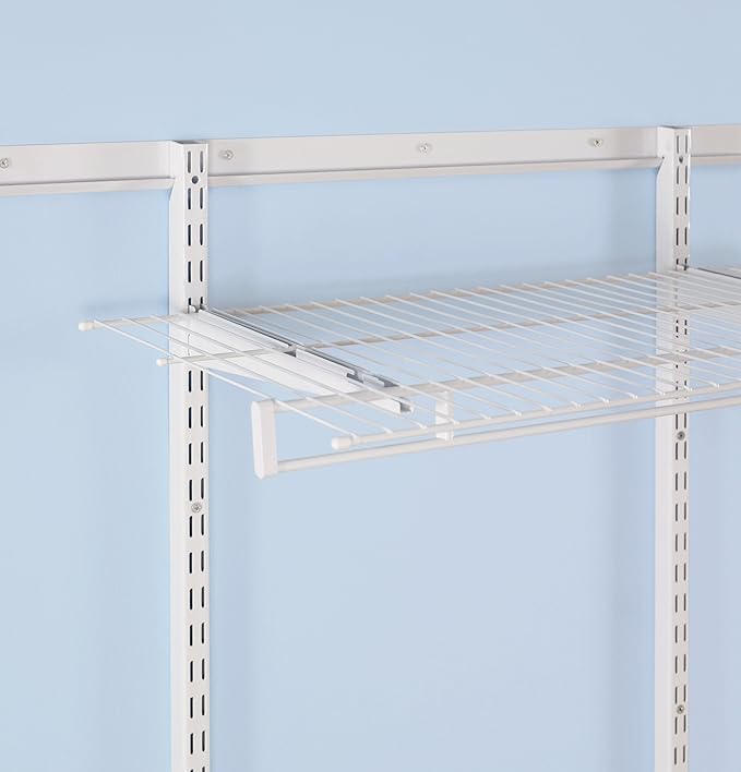 Rubbermaid FastTrack Multi-Purpose Closet Shelving Kit, White, Adjustable, Pantry Storage/Organization for your Clothes/Shoes/Food/Cleaning Supplies