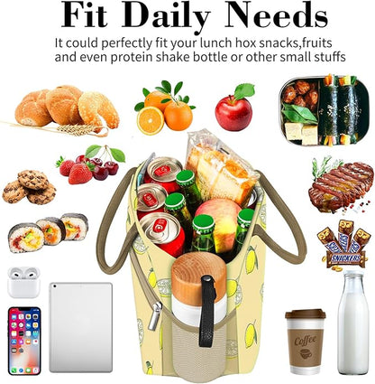 Coobiiya Lunch Bag for Women Men, Cute Lunch Tote Bags Insulated Reusable LunchBox Large Capacity Cooler Bag for Work Travel Picnic Green white