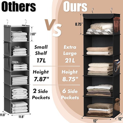 Simple Houseware 5 Shelf Hanging Closet Organizer, Black