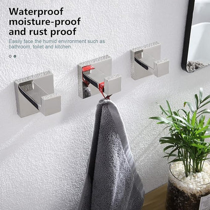 KOKOSIRI Bathoom Towel Hook Wall Mount Square Bath Robe Hook Coat Hook Kitchen Garage Heavy Duty SUS 304 Stainless Steel 3 Pack Polished Chrome B1010CH-P3