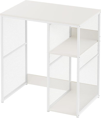 3-Tier Coffee Bar Cabinet with Mini Fridge Space, Simple Style Microwave Stand Bakers Rack, Utility Compact Refrigerator Storage Organizer for Home Kitchen Dorm, White