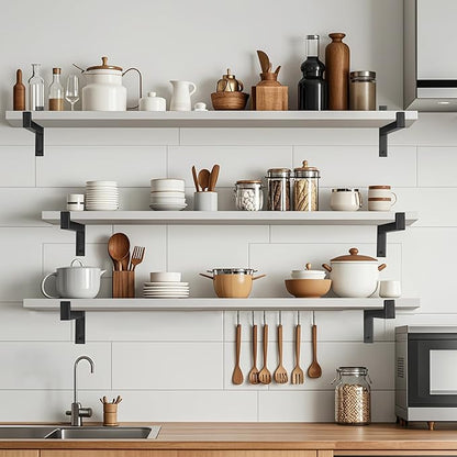EZYDECOR 6 Pcs Heavy Duty Shelf Brackets 6 Inch Wall Mounted Industrial Metal Shelving Supports with Lip