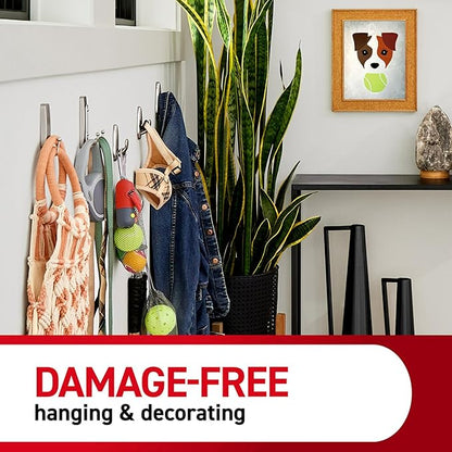 Command Large Matte Black Double Hooks, 2 Hooks and 2 Strips, Damage Free Hanging Wall Hooks with Adhesive Strips, No Tools Coat Hooks for Hanging Home Decor, Holds up to 4 lb