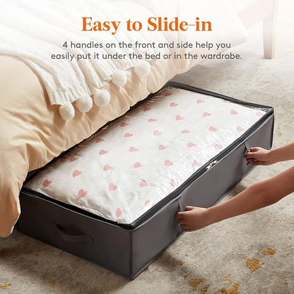 Lifewit 90L 8 Pack Under Bed Storage Containers, Large Capacity Blanket Storage Bags with Reinforced Handle, Organization and Storage for Comforters, Sheets, Clothes, Bedroom, College Dorm, Grey