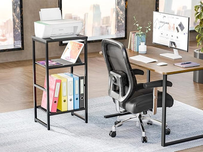 3 Tier Metal Printer Stand Shelf, Black Side Table for Printer, Fax Marchine