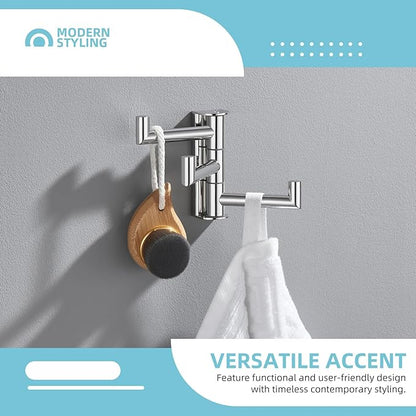 Angle Simple Towel Hook for Bathroom, SUS 304 Stainless Steel Foldable Robe Towel Holder, Wall Coat Hook, Polished Chrome