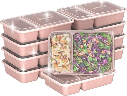 Bentgo Prep - 20-Piece 2-Compartment Reusable Meal Prep Containers with Lids, PFAS & BPA Free Materials, Durable, Microwave, Freezer, & Dishwasher Safe To Go Food Storage (Sweet Pea Glitter)