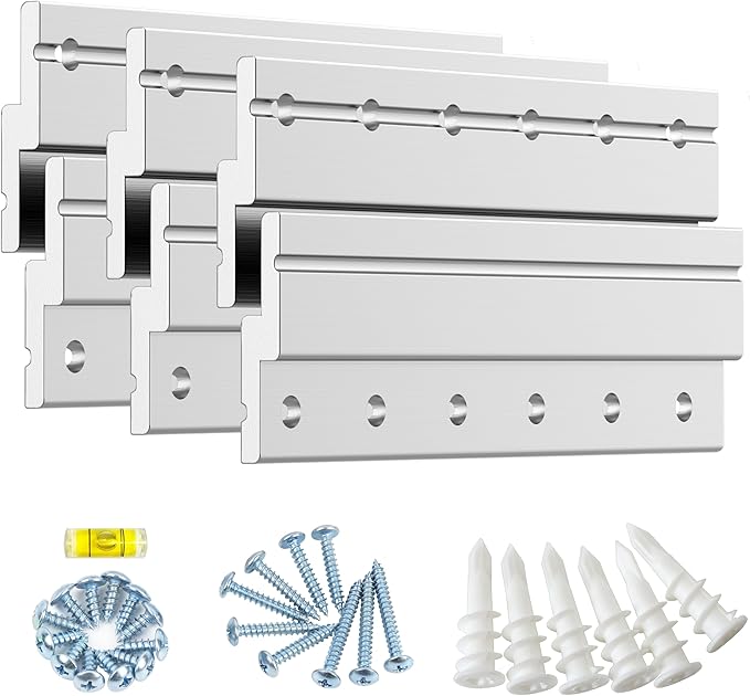 6" Heavy Duty French Cleat Picture Hanger,Aluminum Z Bar Clips, Interlocking Wall Mounting Brackets for Hanging Mirror, Panel, Whiteboard, Cabinet, Shelf, Headboard, Photoes (3 Pairs up to 70 lbs)