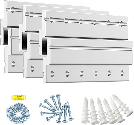 6" Heavy Duty French Cleat Picture Hanger,Aluminum Z Bar Clips, Interlocking Wall Mounting Brackets for Hanging Mirror, Panel, Whiteboard, Cabinet, Shelf, Headboard, Photoes (3 Pairs up to 70 lbs)