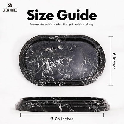 Marble Tray 9.75 Inch Handmade Black Bathroom Tray for Countertop Décor - Decorative Trays for & Gifts for her, Perfume, Candle, Jewelry & Vanity Accessories