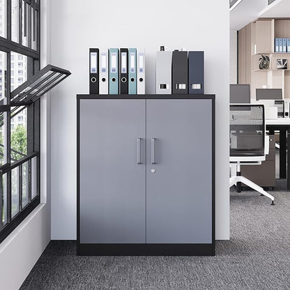 Letaya Metal Storage Cabinets with Lock Door and Shelves, Steel Garage Tool Cabinets for Home,Office, Warehouse,Lockers (36“-Black&Gray)