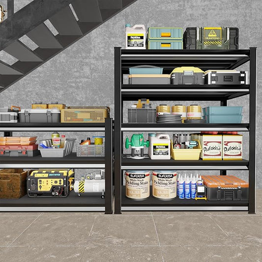 Garage Shelving Heavy Duty，Large Loads Adjustable Garage Storage Shelves, Metal Storage Racks and Shelving Units, Utility Rack Shelves,47.2”W x 18”D x 78”H, Black