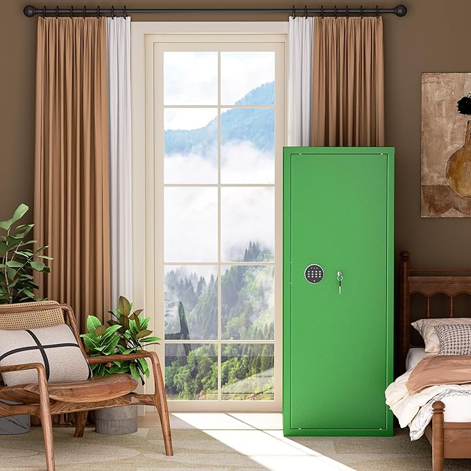 INTERGREAT Green Gun safes,Rifle Safe,Gun Safes for Home Rifle and Pistols, Long Gun Safe for Rifle Shotgun for Home,Quick Access Rifle Safes,Adjustable Shelves, Easy Assemble(8-12 guns)