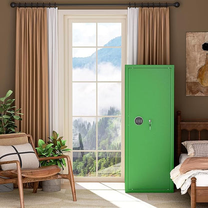 INTERGREAT Green Gun safes,Rifle Safe,Gun Safes for Home Rifle and Pistols, Long Gun Safe for Rifle Shotgun for Home,Quick Access Rifle Safes,Adjustable Shelves, Easy Assemble(8-12 guns)