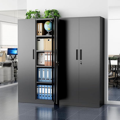 Greenvelly Metal Storage Cabinet, 72" Black Locking Storage Cabinets with Doors and 4 Shelves, Tall Tool Storage Cabinet for Garage, Steel Lockable File Cabinet Metal Locker for Home Office, Classroom