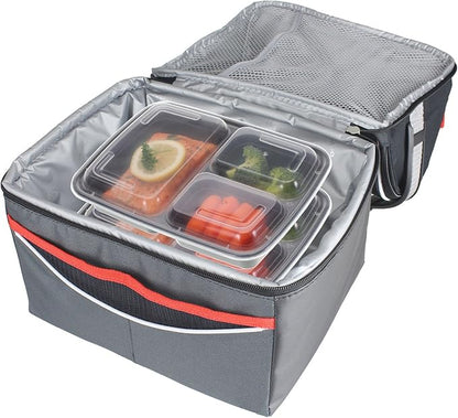 Freshware Meal Prep Containers [21 Pack] 3 Compartment with Lids, Food Storage Containers, Bento Box, Stackable, Microwave/Dishwasher/Freezer Safe (24 oz)