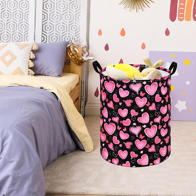 Girls Storage Basket Kids Hamper Storage Bins Organizer Toy Box Large Canvas Waterproof Laundry Basket for Home/Dorm/Kitchen/Pet/Office/Closet/Shelf/Gift Baskets