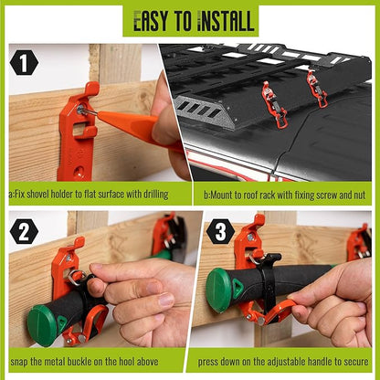 8 Pcs Shovel Holder for Truck, Heavy Duty Shovel Mounts for Roof Rack, Quick Release Axe Holder Mount Kit, Metal and Rubber Car Accessories/ Garage Storage/ Truck/ Wall Mounting Brackets