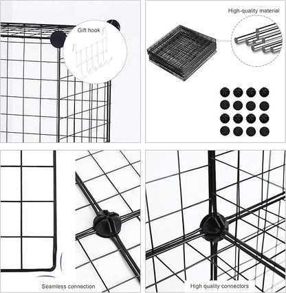 C&AHOME Wire Cube Storage, 8-Cube Organizer Metal C Grids Storage, Storage Bins Shelving, Modular Book Shelf, DIY Closet Cabinet Ideal for Living Room, Home, Office 24.8" L x 12.4" W x 48.4" H Black
