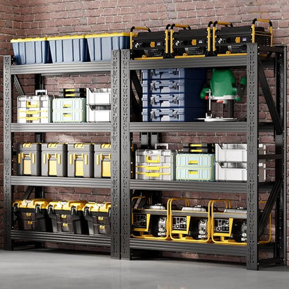 48" W Garage Shelving,4-Tier Heavy Duty Storage Shelves Unit with Adjustable Metal Shelf for Warehouse,Basement,Workshop,4200LBS,48" W x 24" D x 79" H,Black