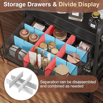 Makeup Cart Organizer with 4 Drawers, Vanity Storage Organizer, Large Floor Skincare Organizers Cosmetics Display Cases for Skin Care Perfume Nail Polish, Black