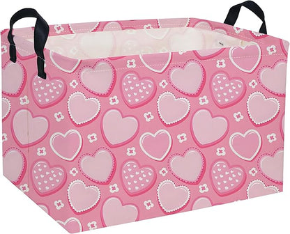 Rectangular Valentine's Day Baskets,Heart Basket,Pink Girls Basket Kids Storage Bin Love Room Decor for Home.(Sweet heart)