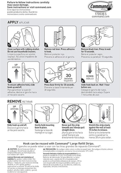 Command 5 lb Large Utility Hooks, 7 Hooks and 12 Strips, Damage-Free Hanging Wall Hook with Adhesive Strips, No Tools Required, Great for Home Kitchen Office Organization | 12-Strips, Organize, Damage-Free