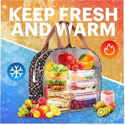 Lunch Bag for Women & Men Adult Insulated Lunch Box, Small Leakproof Cooler Food Lunch Containers Reusable High Capacity Lunch Tote Bags for Work, Travel, Outdoor (Black Panther)