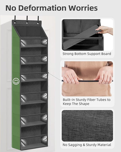 STORAGE MANIAC Over the Door Organizer Large Capacity Hanging Organizer, Clear Deep Pockets Behind Door Closet Organizer and Storage for Nursery, Bathroom, Bedroom, Pantry, 1 Pack Black