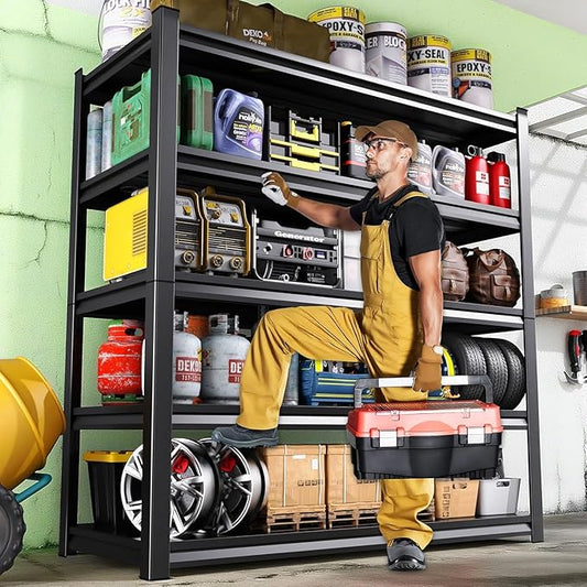 Garage Shelving,Heavy Duty Garage Storage Shelves,Metal Shelving Unit,5 Tier Adjustable Steel Utility Shelf,Use for Basement,Warehouse, Pantry Closet,Black (Steel-72''H*16" D*36''W)
