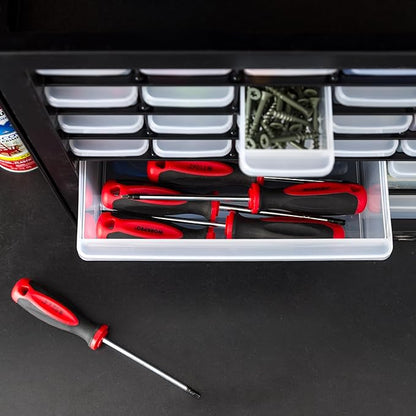 IRIS USA Screw Tool Organizer Small Parts Cabinet Chest, 36-Drawer Hardware Electronics Nuts Bolts Storage Drawers Organization Toolbox Garage Craft Business Teacher Beads Scrapbook Art Hobby - Black
