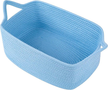OIAHOMY Woven Basket, Gift Basket Empty with Gift Bags and Ribbons, Rope Baskets for Baby Showers, Storage Baskets with Handles for Nursery, Pet Toy Organizer - Blue